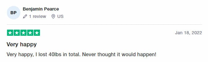 Positive Exipure review on Trustpilot - Lost 40 lbs